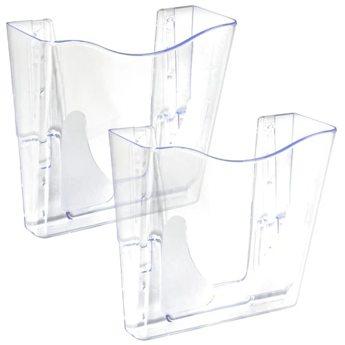 Azar Displays 250088-CLR-2PK Single Vertical Pocket Wall Mount File Holder, Clear (2-Pack)