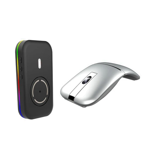 NYIEFADA Bluetooth Arc Mouse Rechargeable with Mouse Jiggler Movement RGB ON/OFF Time Adjustable USB-C Automatic Mouse Shaker Keep Your Online