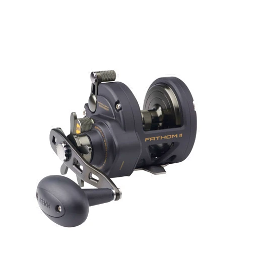 PENN Fathom II Star Drag Reel, Size 25 Fishing Reel, Right Handle Position, Gear Ratio 4.8:1, Black Gold