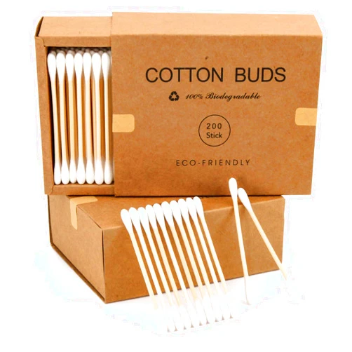 Eyxformula Bamboo Cotton Swabs 400 Count - Vegan Cotton Buds - Natural Wooden Ear Sticks With Double Tipped - Organic Cotton Swabs For Ear Wax Removal