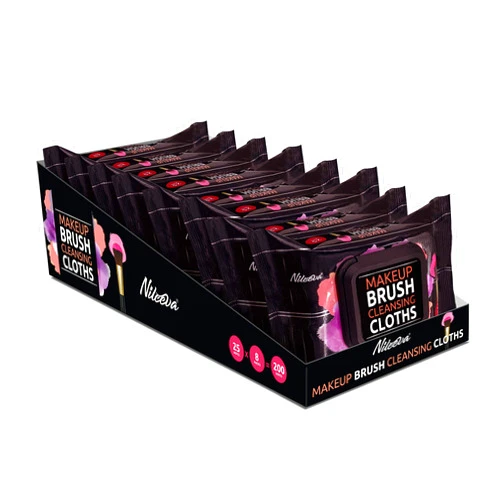Nileeva Makeup Brush Cleansing Wipes / Cloths, Quick & Convenient Leaves Your Brush Clean & Fluffy (8 Pack = 200 Wipes)