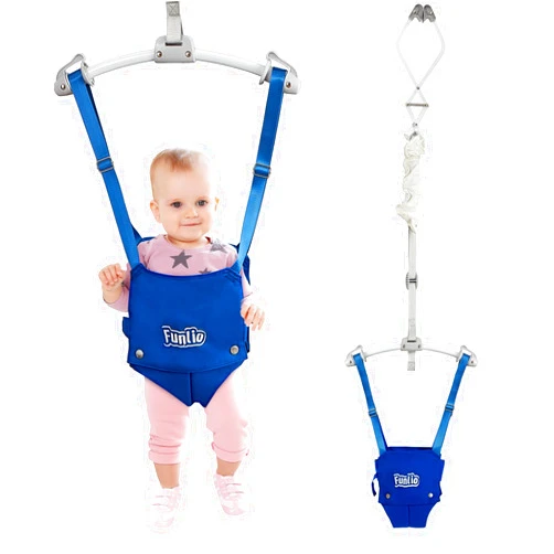 FUNLIO Baby Door Jumper for 6-24 Months (with Door Clamp), Baby Jumper Doorway with Strong Spring & Adjustable Strap, Portable Infant Door Bouncer, Easy to Assemble, Bearing 40 Lbs, CPC & CE Certified