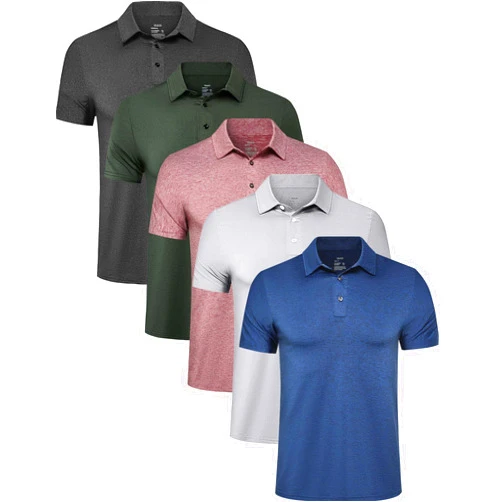 TELALEO 4/5 Pack Mens Polo Shirts Quick Dry Short Sleeve Golf T Shirt Performance Moisture Wicking Casual Workout