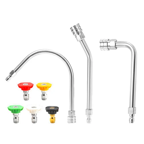 JOEJET Pressure Washer Extension Wand Stainless Steel, 30°, 90°, and 120° Curved Power Washer Wand with 5 Nozzle Tips, 1/4” Quick Connect, 4000 PSI