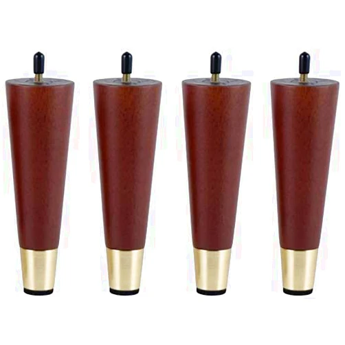 Vvlo Set of 4 Solid Wood Furniture Legs,Dark Walnut Finish Tapered Replacement Feet,with Brass Base Great,for Sofa Couch Chair Ottoman (Size : 180mm)