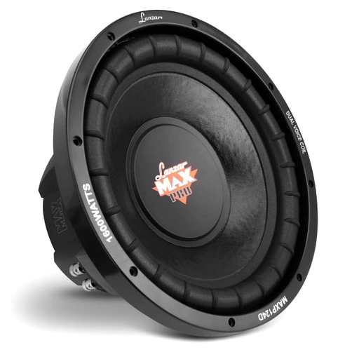 LANZAR 12in Car Subwoofer Speaker - Black Non-Pressed Paper Cone, Stamped Plastic Basket, Dual 4 Ohm Impedance, 1600 Watt Power and Foam Edge Suspension for Vehicle Audio Stereo Sound System - MAXP124D