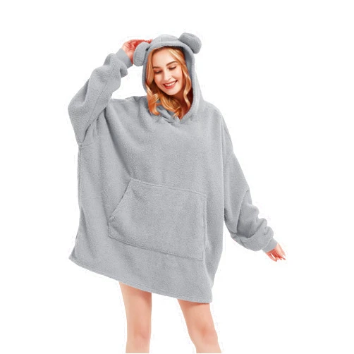 RISISSIDA Wearable Blanket for Adult Women and Men,Sherpa Hoodie with Giant Front Pocket for Indoor/Outdoor,One Size Fits All