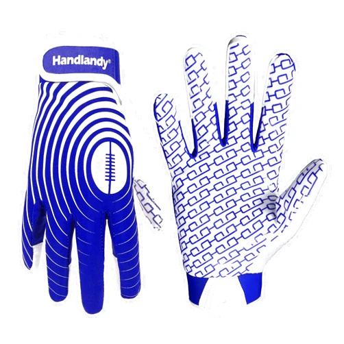 HANDLANDY Youth Football Gloves, Sticky Wide Receiver Gloves for Kids & Adult, White and Gold Stretch Fit Football Gloves