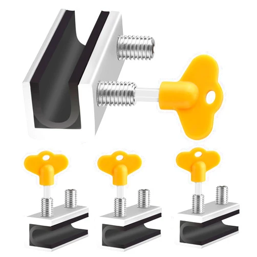 VVILL Window Locks,Sliding Security Windows Locks With Key, Window Security Bars for Vertical&Horizontal Slide Door,Adjustable Security Locks For Child Home Bedroom and Office, 4 PACK Aluminum