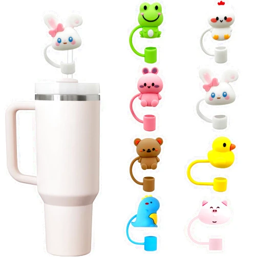 Hotanry Stanley Straw Cover, 6 Pcs 10mm Straw Toppers Stanley Cup Accessories Silicone Straw Covers Cute for Owala Stanley Hydro Flask Simple Modern Tumblers