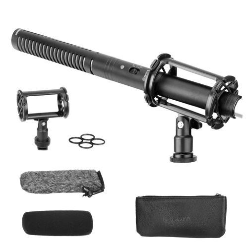 BOYA Professional External Shotgun Microphone for Camera DSLR Camcorder, with Shock Mount, Condenser XLR Mic for Filmmaking Broadcast Video Production Interview