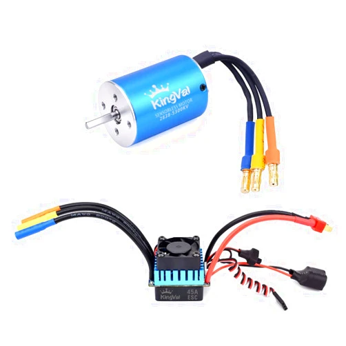 KingVal Replacement 2838 5300KV Sensorless Brushless Motor Shaft 3.175mm with 45A Brushless ESC Combo Compatible with 1/14 1/16 RC Car