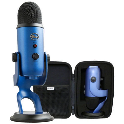 Certified Brands Logitech for Creators Blue Yeti USB Microphone for PC, Podcast, Gaming, Streaming - 4 Pickup Pattern, Plug and Play Condenser Computer Mic, Midnight Blue with Signature Series Waterproof Travel Case