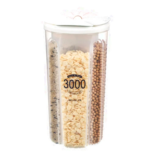 Auons Airtight Kitchen Food Storage Container, Leak-Proof BPA Free Plastic Plastic Dry Cereal Dispensers Containers with Durable Lids for Flour, Sugar, Rice (3000ml 4 Color-4 Grid)