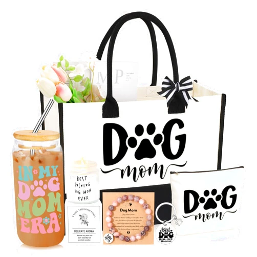 JoycuFF Dog Mom Gifts for Women, Mothers Day Birthday Christmas Gifts for Dog Mom Best Friend Sister Daughter Women Tote Bag