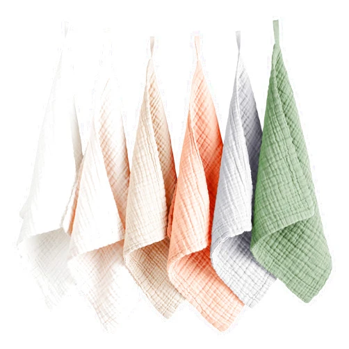 Konssy 6 Pack Baby Muslin Washcloths for Unisex 100% Cotton Wash Cloth Set for Baby Face Body Comfy and Soft for Newborn Infants Kids Girls and Boys
