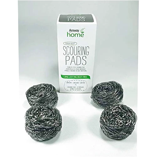 Amway Home Stainless Steel Scrub Buds Amway, Perfect for Clean Dishes, No Scratch 4- Pads Pack - Amway Home 180 Day Guarantee for The Scrub Buds Pads