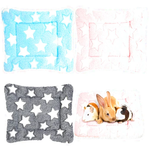 Jetec 3 Pcs Bunny Beds Guinea Pig Beds Soft Bunny Mats Warm Guinea Pig Mat Small Animal Winter Bed Pads Fleece Sleeping Pads for Indoor Rabbit Hamster Squirrel Hedgehog Chinchilla Ferret(Star)