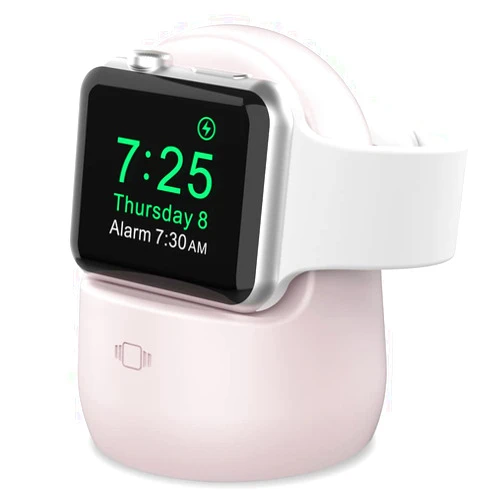 AhaStyle iWatch Stand Silicone Charging Dock Holder for Apple Watch Ultra 2, Ultra, SE2, Series SE, 7 6 5 4 3 2 1 (45/44/42/41/40/38mm), (Pink)