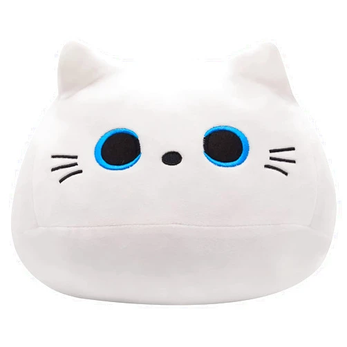 AudeRhine 10'' Cute White Cat Plush Toys, Soft Cat Pillow Squishy Plushies, Cat Stuffed Animals Kawaii Plush Toys Home Decoration Gift for Cat Lovers Kids Boys Girls (White, 10 Inch)