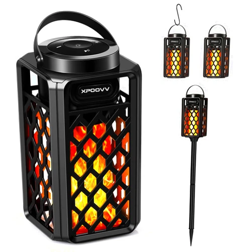 Xpoovv Outdoor Bluetooth Speakers Waterproof Portable Led Flame Speaker with Torch Atmosphere 10w Enhanced Bass for Patio Porch Garden Home Backyard Decor, Gifts for Men Women Couples Dads Moms