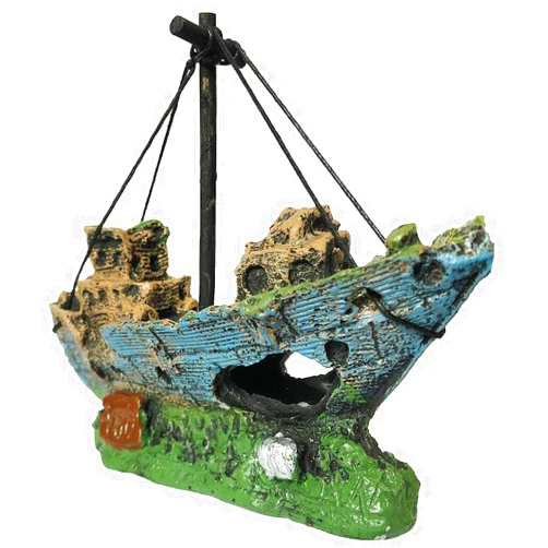 SLOCME Aquarium Resin Boat Ornament - Fish Tank Shipwreck Decorations Sunken Ship Ornament,Aquarium Ornament for Freshwater Saltwater Tanks