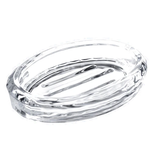 HillSpring Clear Glass Soap Dish with Raised Ridges, Oval Heavy Bar Soap Holder for Bathroom Counter, Shower, Kitchen Sink