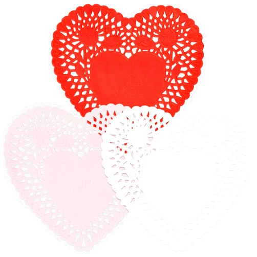 Gift Boutique 360 Pcs 4 Inch Mini Valentine Heart Doilies Cutouts Paper Lace Doily Red Pink White Valentine's Craft Gift Set for Valentine's Day Party Decor