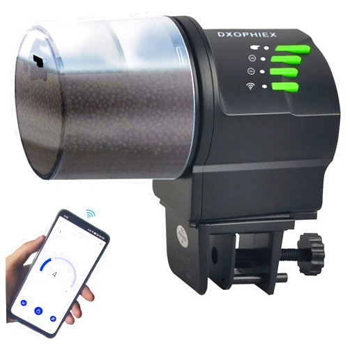 DXOPHIEX WiFi Fish Feeder Automatic Fish Feeder Automatic Dispenser Vacation Fish Feeder for Aquarium and Turtle Tank with Fish Feeding Ring