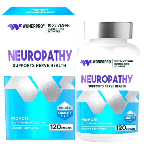 WONERPRO Neuropathy Support Nerve Supplement with 600 mg Pure Alpha Lipoic Acid, Fortify Nerves in Fingers, Hands, Toes, & Feet - Best Peripheral Relief Support, 120 Capsules