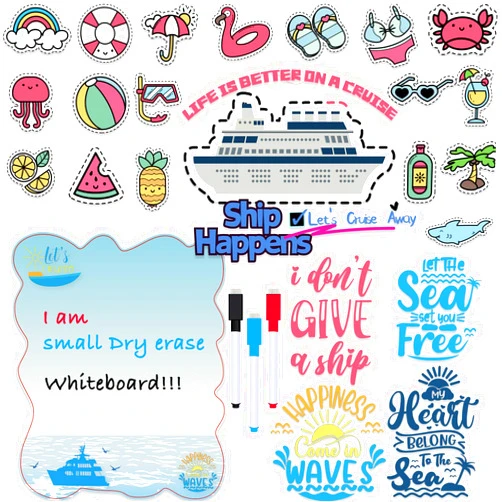 Svartur Cruise Door Decorations Magnetic with Dry Erase Whiteboard, Funny Carnival Cruise Ship Door Magnets for Door Decoration, Reusable Magnets for Fridge and Locker Decor