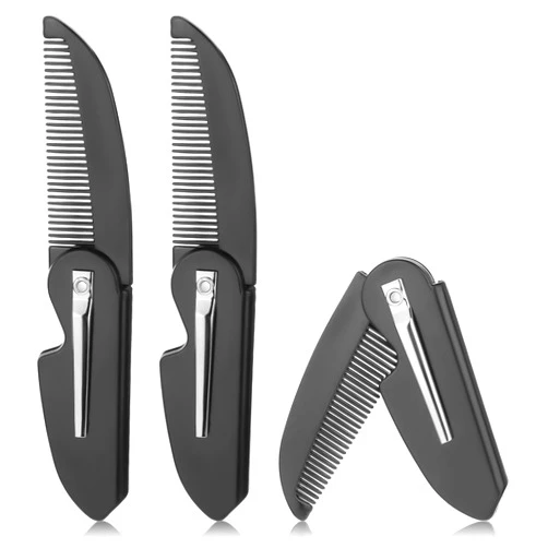 ZEYIYER 3PCS Mustache Comb, Folding Portable Beard Comb for Men, Fine Tooth Hair Comb Straightener for Men Mustache Hair Care Styling