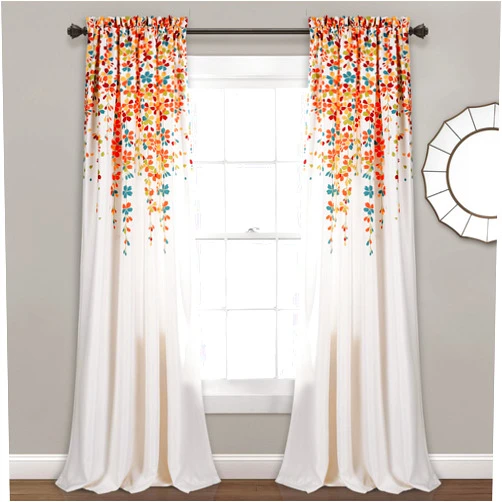 Lush Decor Weeping Flower Light Filtering Window Curtain Panels, Pair, 52