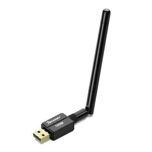 Techkey Long Range USB Bluetooth 5.3 Adapter for Desktop PC - 328FT Wireless Transfer for Mouse, Keyboard, Headphones - Win11/10/8.1 Support