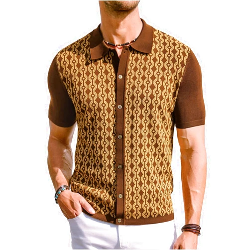 PJ PAUL JONES Men's Contrast 70s Vintage Polo Shirts Short Sleeve Knitwear