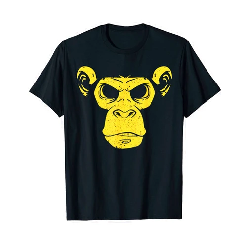The Lazy Happy Halloween Costume Designs Wild Bad Chimpanzee Grumpy Ape Gorilla Monkey Face Costume T-Shirt