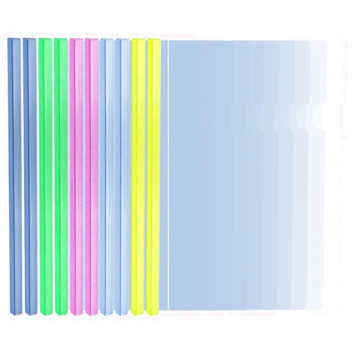 Ysenchan 10 Pack Clear Report Covers A4 Size with Sliding Bars,15mm Presentation File folders Binder,130 Sheet Capacity,5 Assorted Colors.