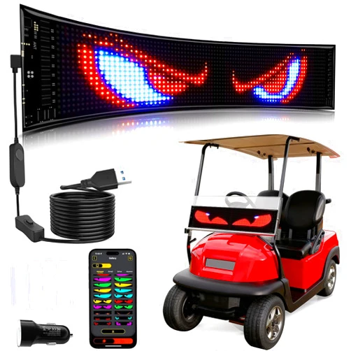 Panapo Full Color Devil Eyes Light Sign for Cars, Programmable LED Sign with APP Control, High Bright Flexible Scrolling LED Smart Screen, DIY Dynamic Big Eyes for Car Truck 23.4