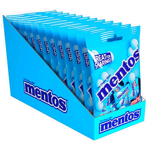 Mentos Chewy Mint Candy, Mint, Individually Wrapped, Non Melting, Party, 40 Piece Peg Bag (Bulk Pack of 12)