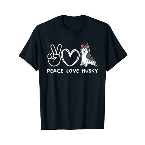 Peace, Love And Husky Retro Husky Dog Peace, Love Husky Retro Husky Dog Lover T-Shirt