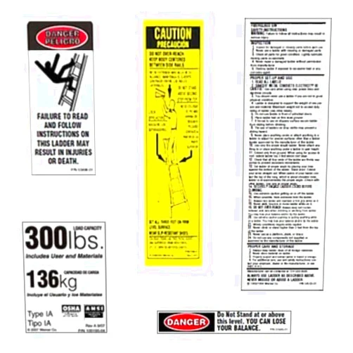 Werner 300 LB Fiberglass Step Ladder Label Kits by Werner