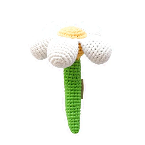 Cheengoo Baby Rattle White Daisy Flower