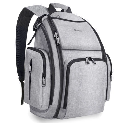 Mancro Diaper Bag Backpack, Large Multifunction Waterproof Travel Baby Changing Bag for Dad Mom with 4 Insulated Pockets and Stroller Straps, Maternity Baby Bag for Boys Girls, Grey