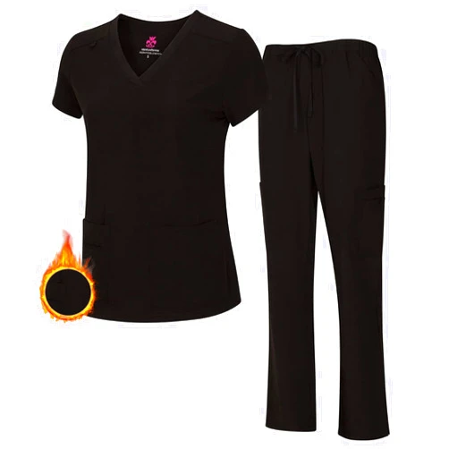 M&M SCRUBS Women's Breathable Cool Stretch Fabric Scrub Top and cargo Pant Set