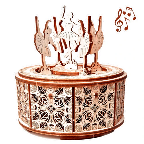 Wood Trick Dancing Ballerina Music Box Kit Swan Lake, DIY Wooden Musical Box Ballerina - 3D Wooden Puzzle, Assembly Toy, Brain Teaser for Adults and Kids