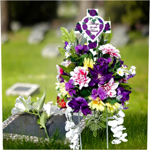 FireGlo By Renosky Fire Glo Glow-in-the-Dark Memorial Cross - Always in our Hearts (Purple)