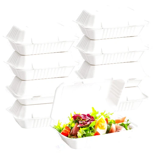 Lawei 50 Pack Clamshell Take Out Food Containers, 9 X 6 Inch Single Compartment Hinged Clamshell Box Disposable To Go Containers, Microwave Safe