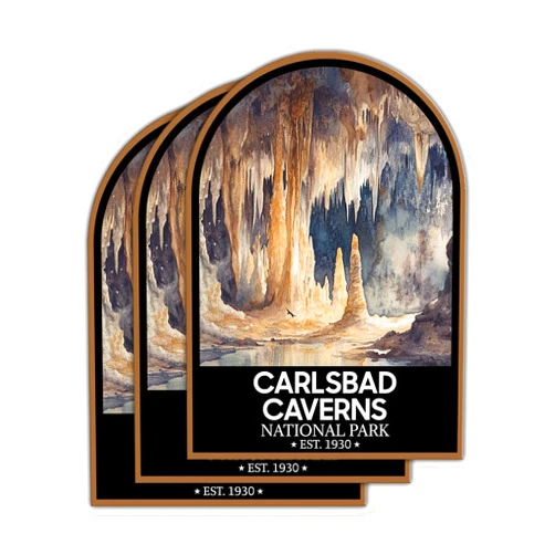 Lerime66 (3 Psc) Carlsbad Caverns National Park Sticker - Nature Decal - Camping Decal for Nature Lover Or Camper - Hiking Inspired Gift for Friends - Sticker 3 Inch for Laptop Water Bottles
