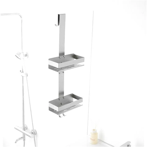 Hiendure 2-Tier Shower Caddy Over Shower Door - Shower Caddy Hanging Rack Organizer No Drilling, Brushed Nickel Stainless Steel Shower Shelf for Bathroom