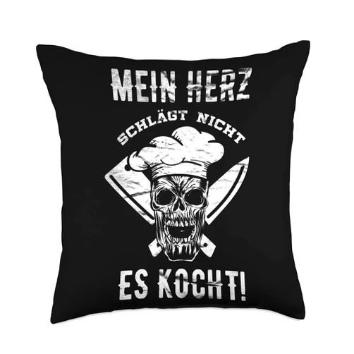 Mein Herz schlägt nicht es Kocht für Köche Mein Herz schlägt Nicht ES Kocht für Chefs Throw Pillow, 18x18, Multicolor
